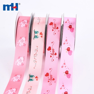 Printed Polyester Valentine Satin Ribbons